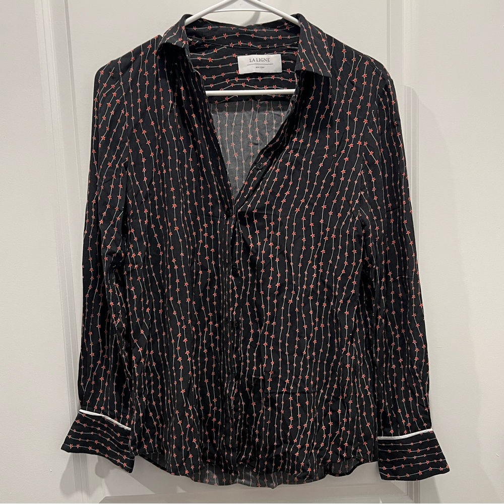 La Ligne Buttondown Top in Star Print